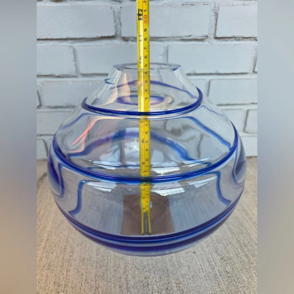 Krosno Poland for Crate & Barrel Santorini Cobalt Blue Glass Vase, 9.5”